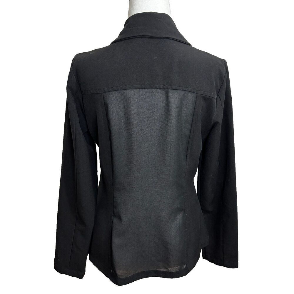 Maurices Open Front Women's Blazer Chiffon Back Black Urban Chic Career Sz‎ S